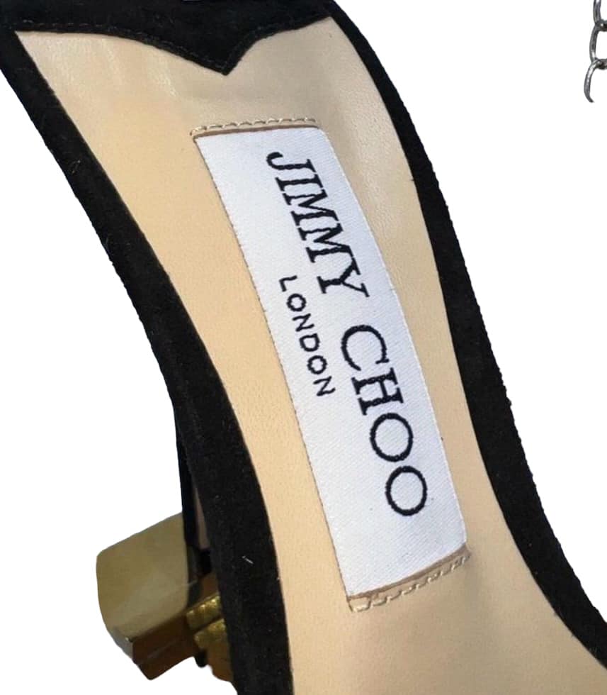 Rihanna in JIMMY CHOO Saeda Black Crystal Embellished Sandals Size EU39.5