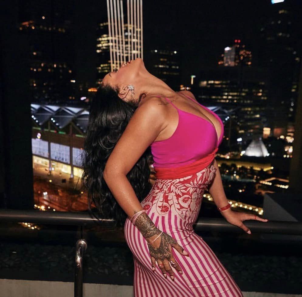 Rihanna's CUSHNIE Runway 100% Silk Stripe & Floral Sheath Midi Dress Size 2