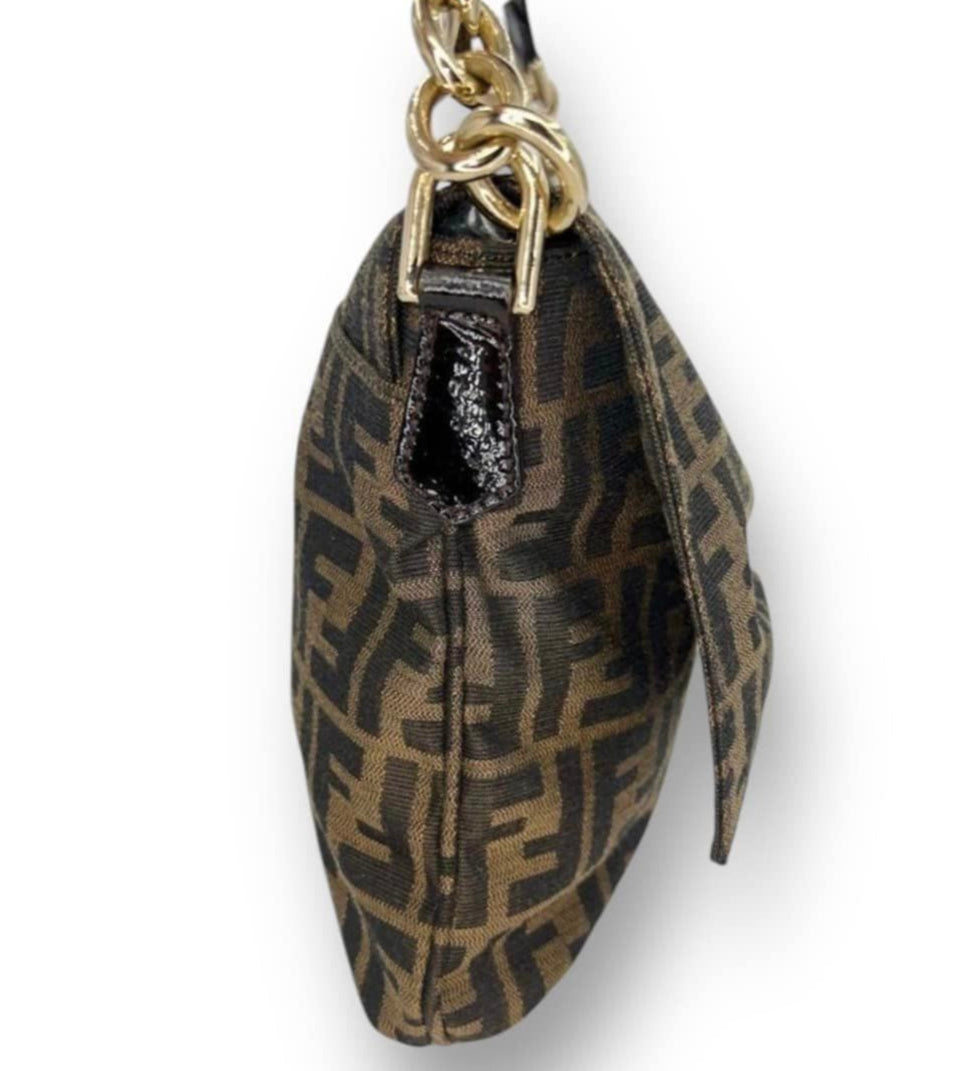 Fendi Tobacco FF Zucca Canvas & Leather Mia Flap Shoulder Bag
