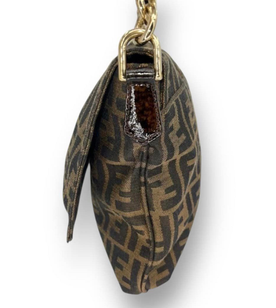 Fendi Tobacco FF Zucca Canvas & Leather Mia Flap Shoulder Bag