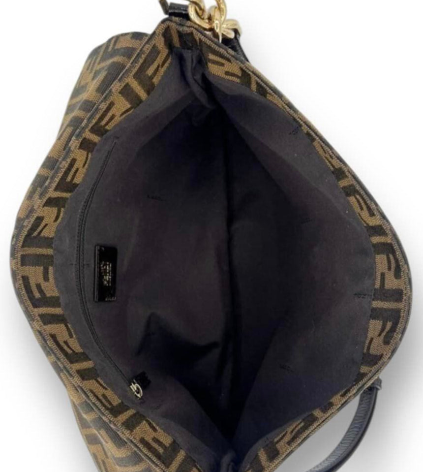 Fendi Tobacco FF Zucca Canvas & Leather Mia Flap Shoulder Bag