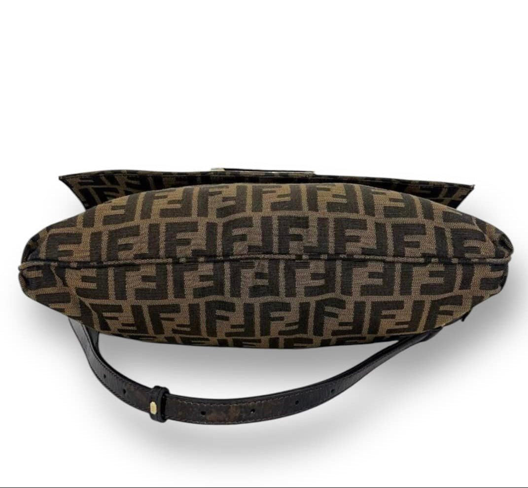 Fendi Tobacco FF Zucca Canvas & Leather Mia Flap Shoulder Bag
