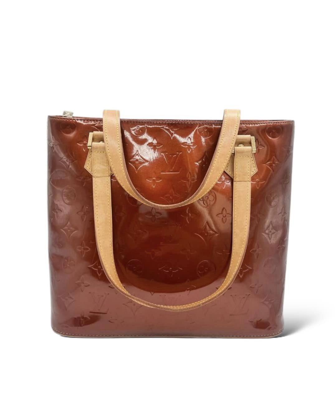 LOUIS VUITTON LV Monogram Brown Vernis Houston MM Patent Leather Shoulder Bag