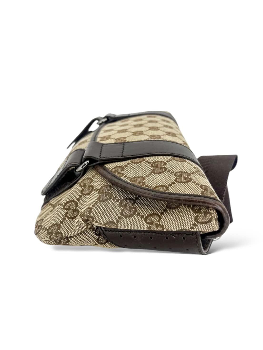 GUCCI Vintage Unisex GG Monogram Logo Canvas Belt Bum Bag