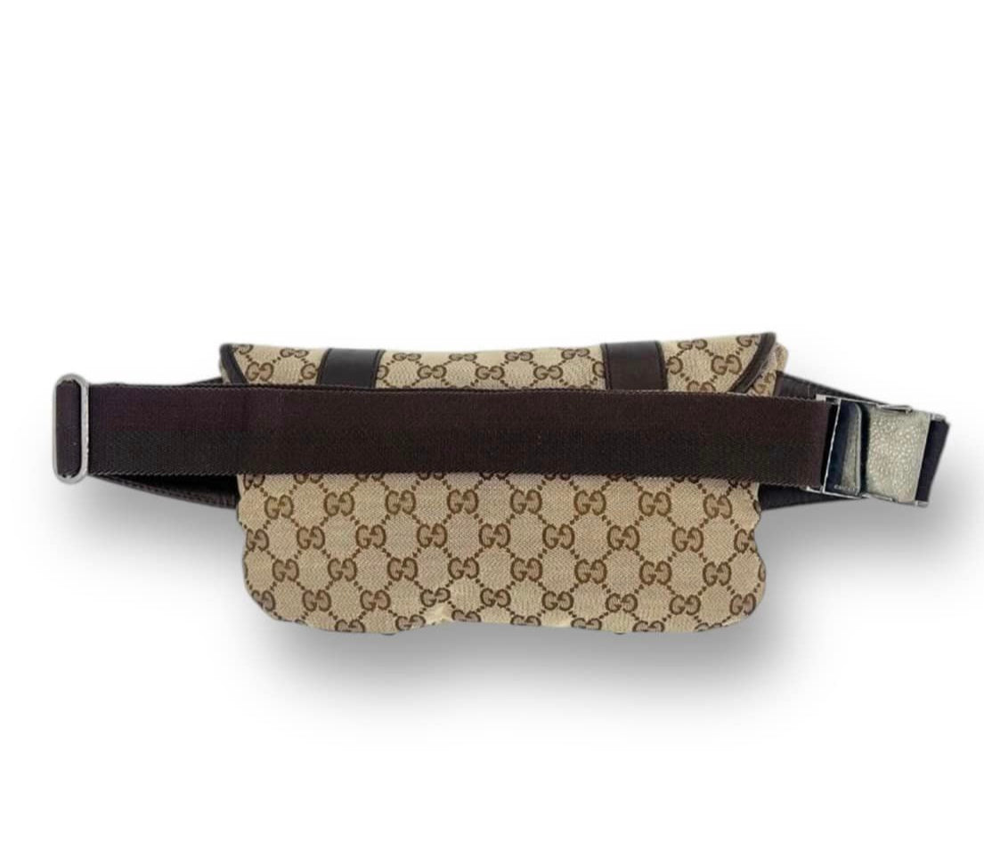 GUCCI Vintage Unisex GG Monogram Logo Canvas Belt Bum Bag