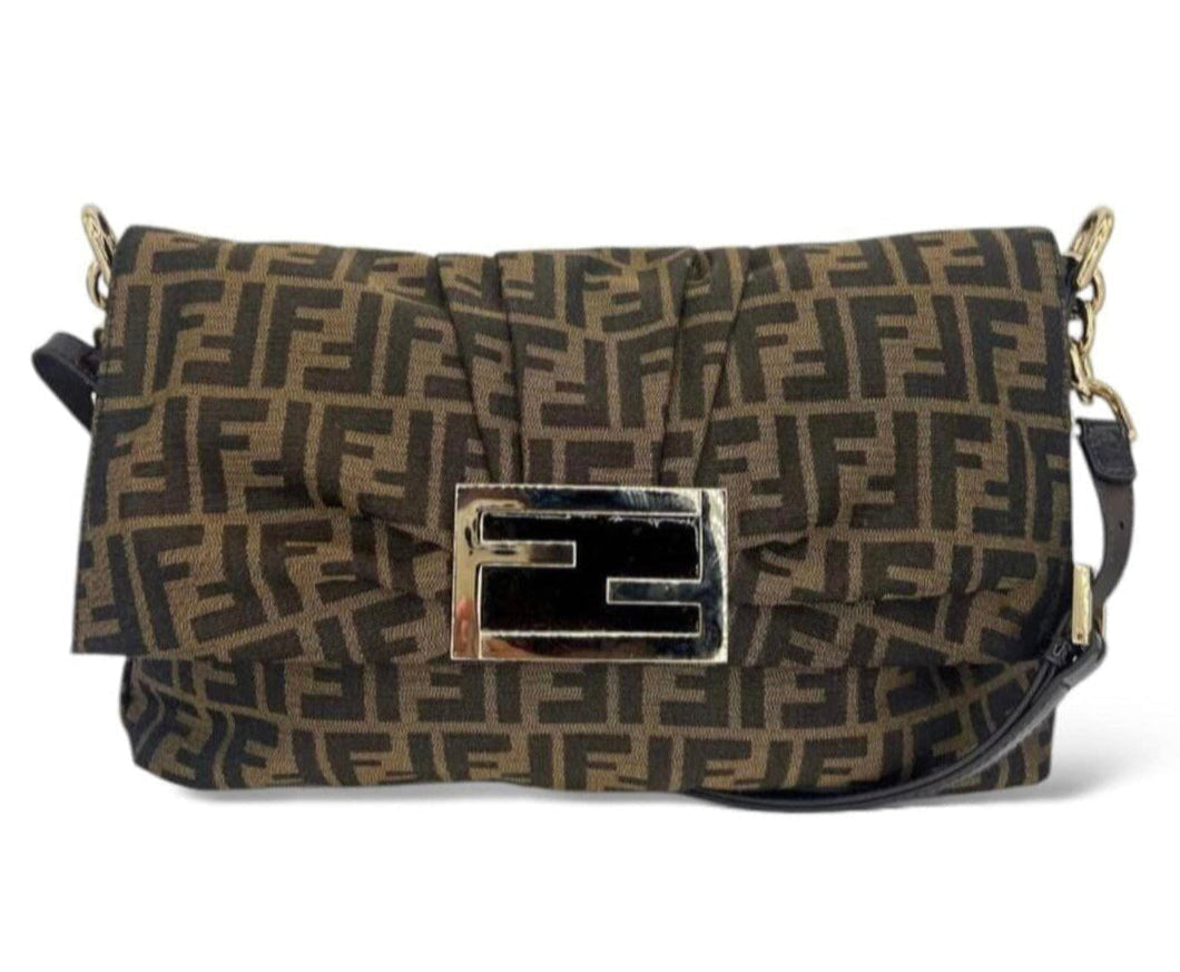 Fendi Tobacco FF Zucca Canvas & Leather Mia Flap Shoulder Bag