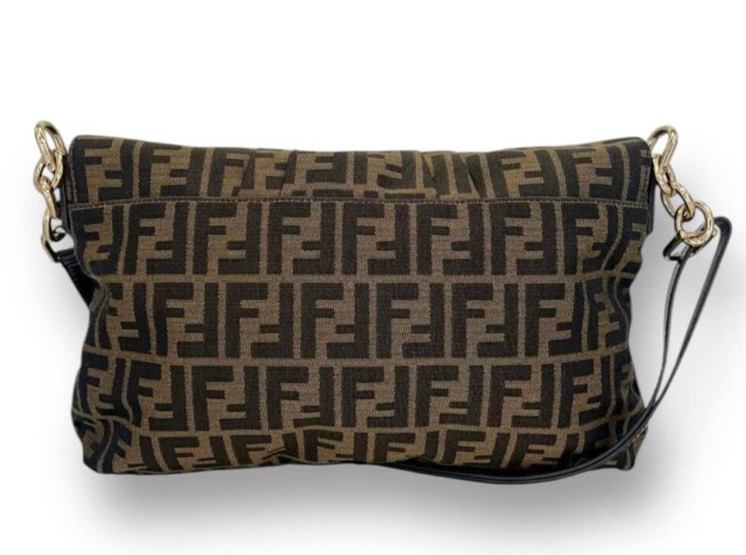 Fendi Tobacco FF Zucca Canvas & Leather Mia Flap Shoulder Bag