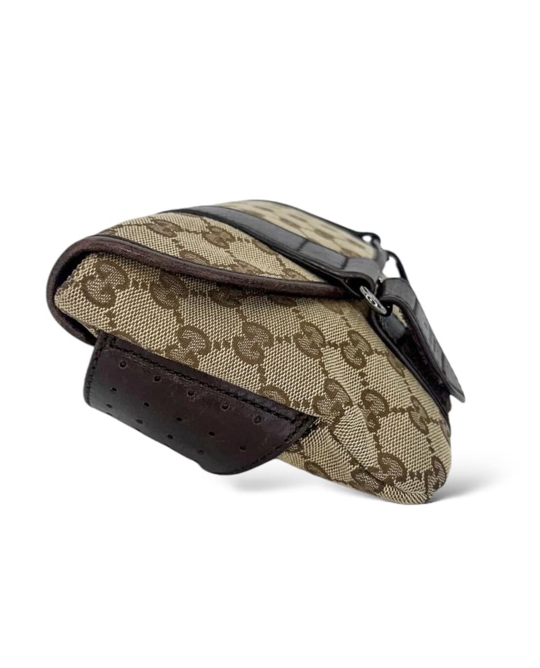 GUCCI Vintage Unisex GG Monogram Logo Canvas Belt Bum Bag