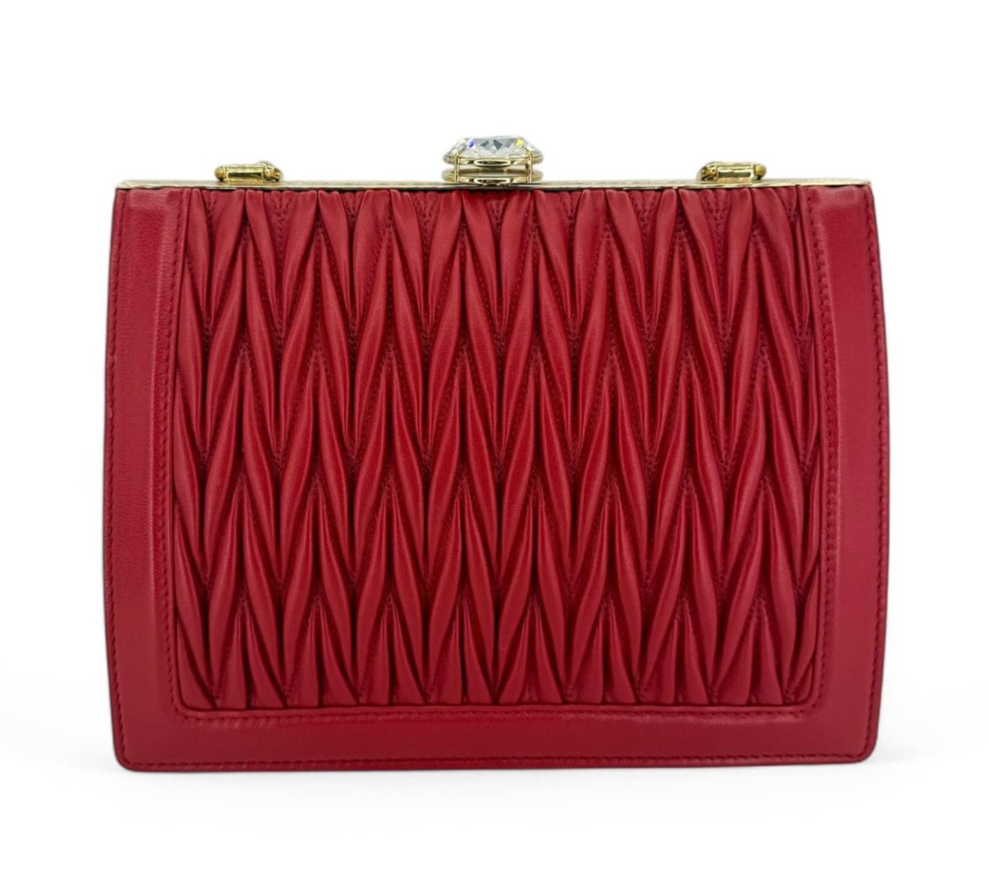 MIU MIU Spring 2019 Runway Red Matelassé Leather Shoulder Bag …