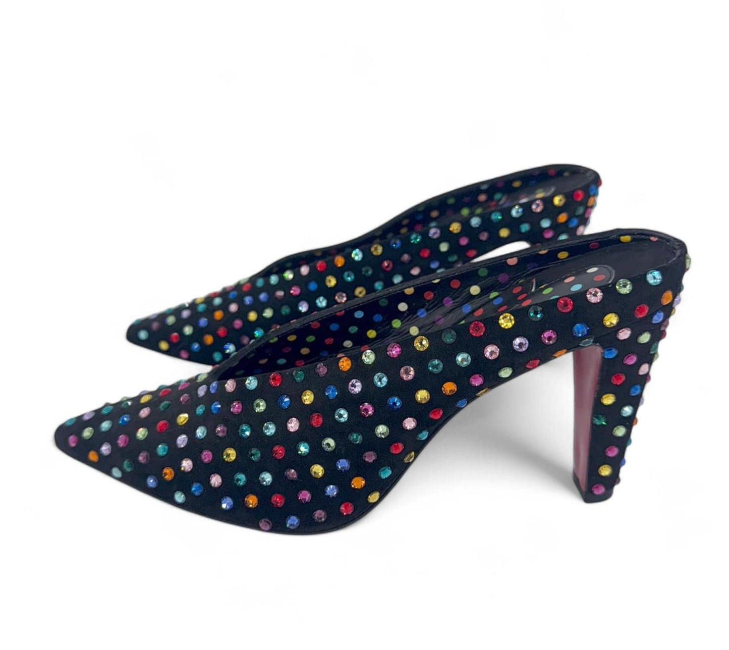 CHRISTIAN LOUBOUTIN Veryvee Black Bedazzled Mules EU37