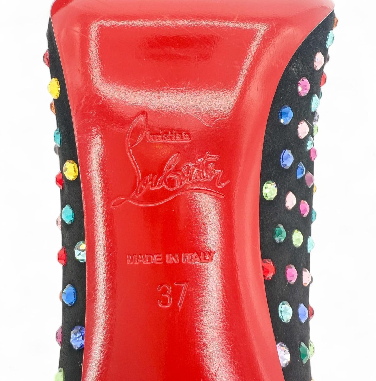 CHRISTIAN LOUBOUTIN Veryvee Black Bedazzled Mules EU37