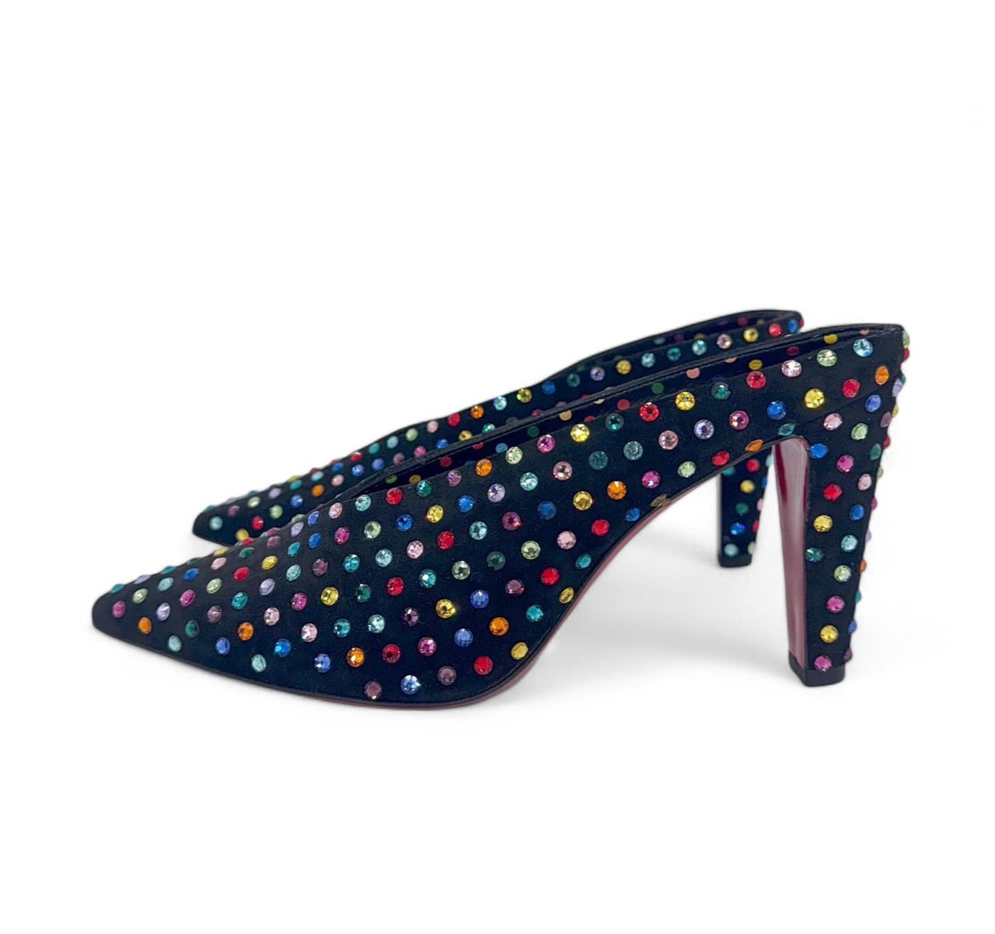 CHRISTIAN LOUBOUTIN Veryvee Black Bedazzled Mules EU37