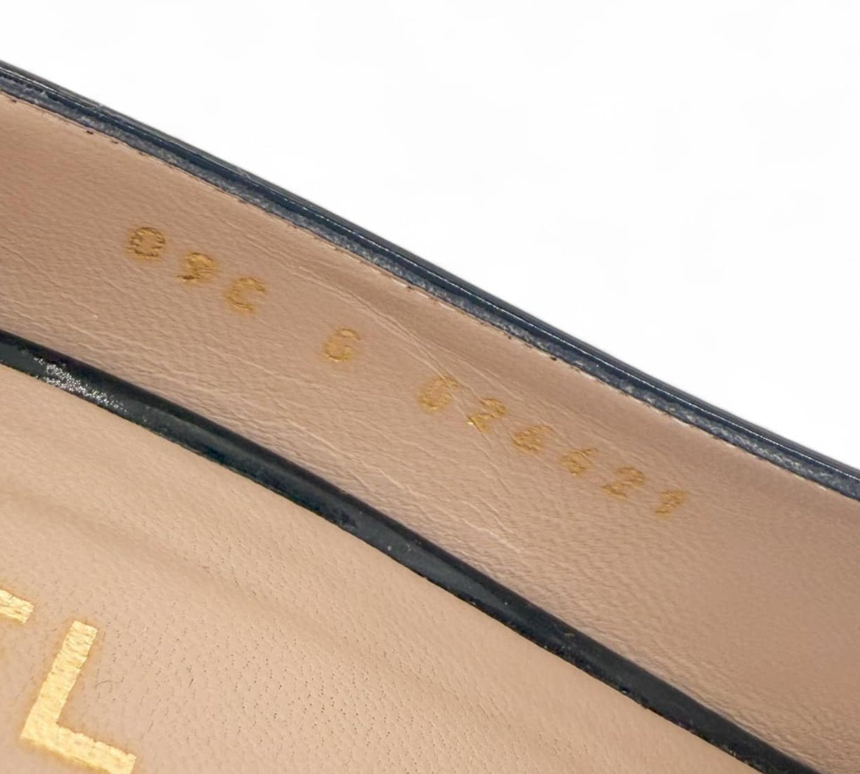 CHANEL Black & Gold Patent Leather CC Logo Heels IT40.5