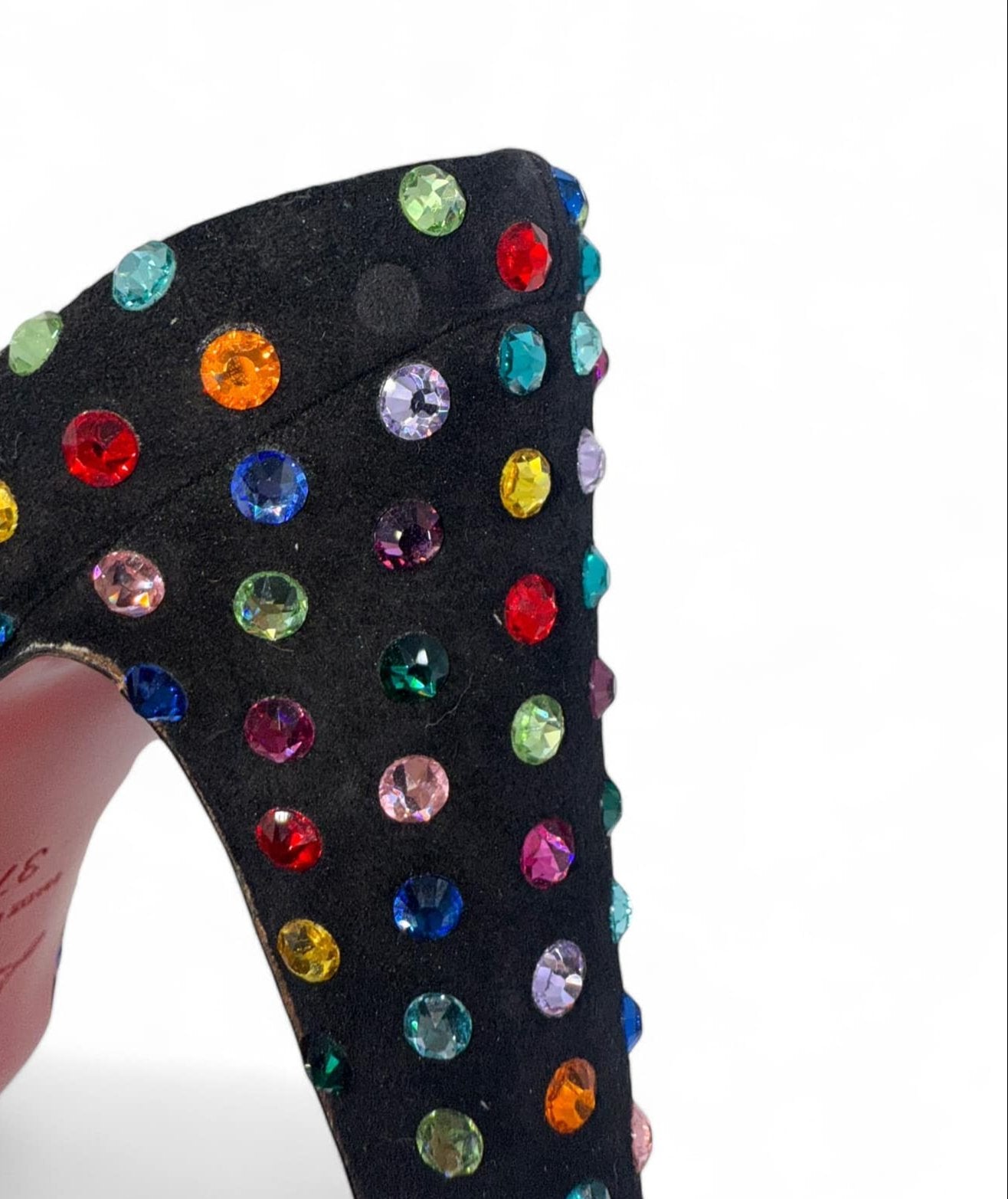 CHRISTIAN LOUBOUTIN Veryvee Black Bedazzled Mules EU37