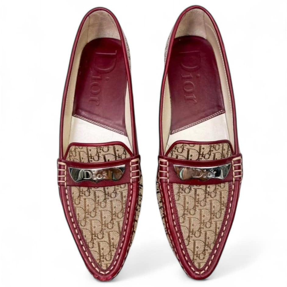 DIOR Brown Diorissmo Logo Vintage Loafers EU38.5