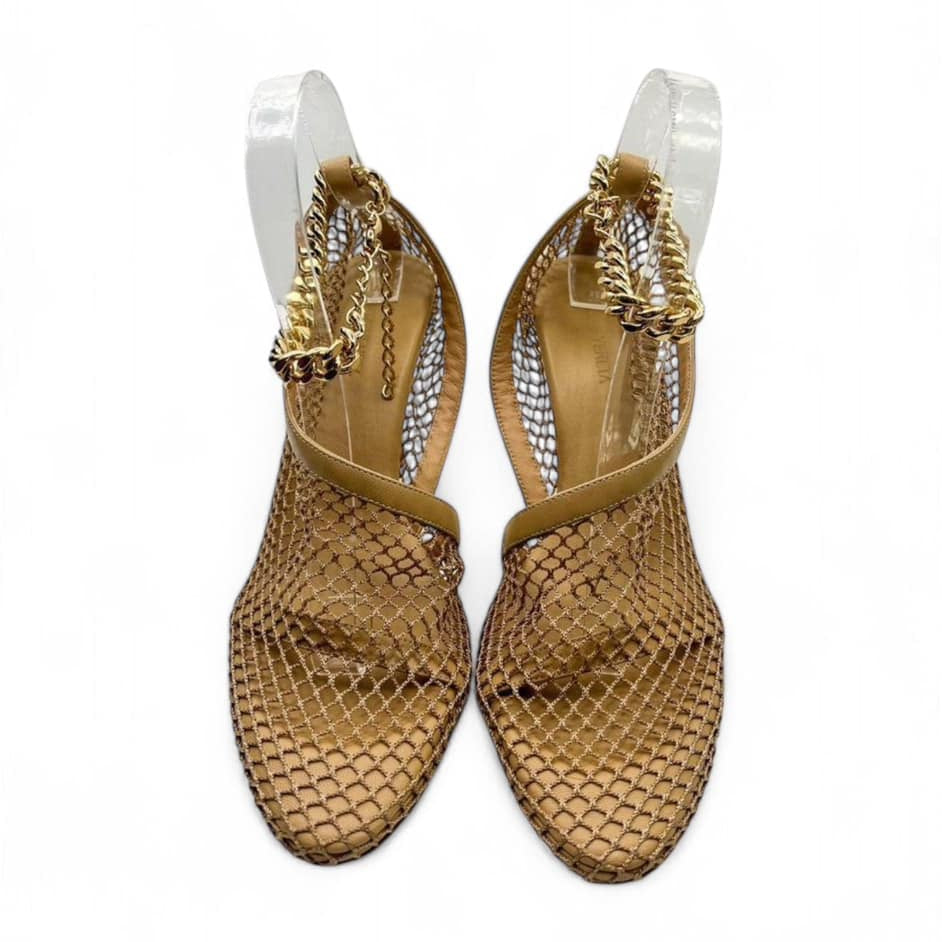 BOTTEGA VENETA Spring 2020 Runway Tan Mesh Sandals EU39