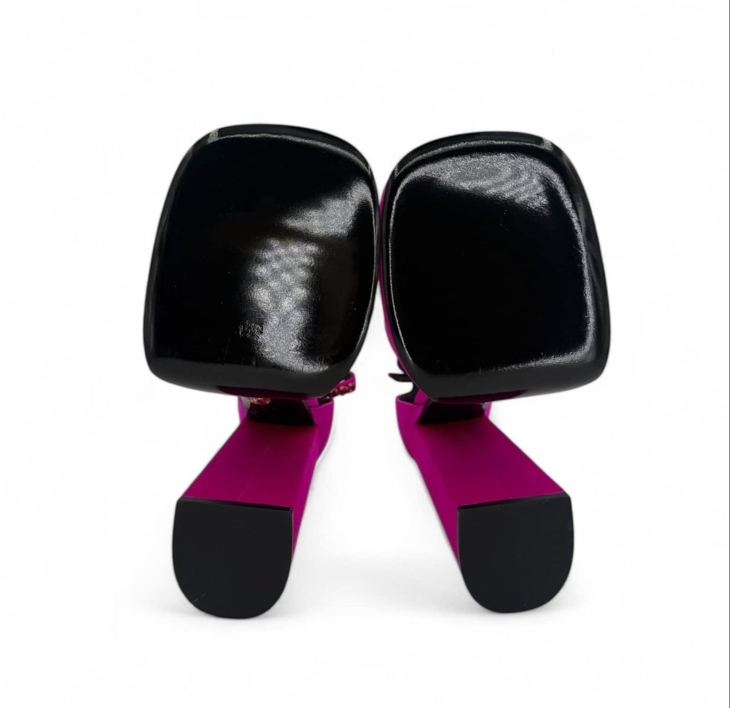 VERSACE "Beyonce" Aevitas Pink Crystal-Embellished Platform Block Heel Pumps EU38