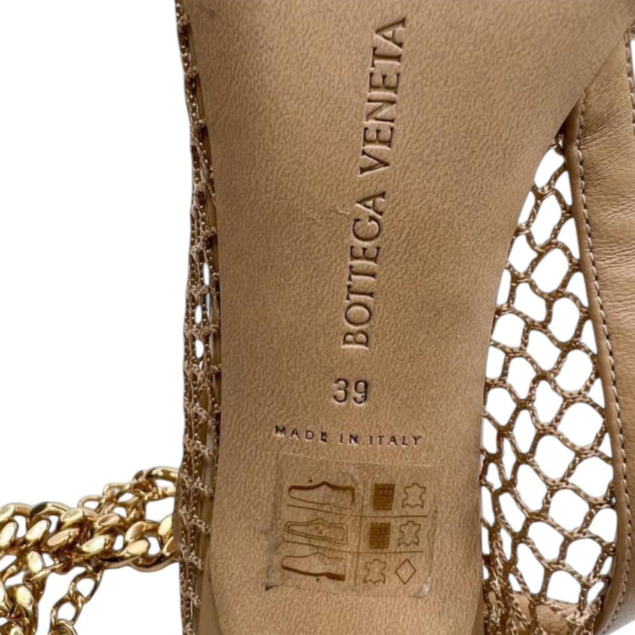 BOTTEGA VENETA Spring 2020 Runway Tan Mesh Sandals EU39