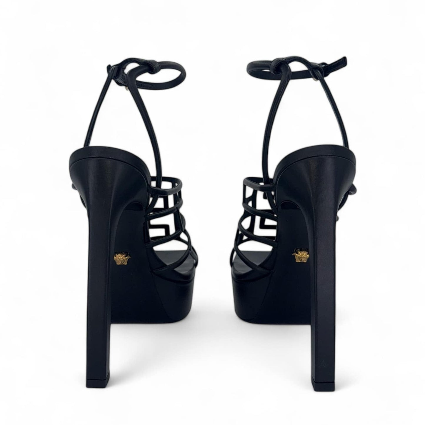 VERSACE Greca Maze Black Medusa Medallion Platform Sandals EU39.5