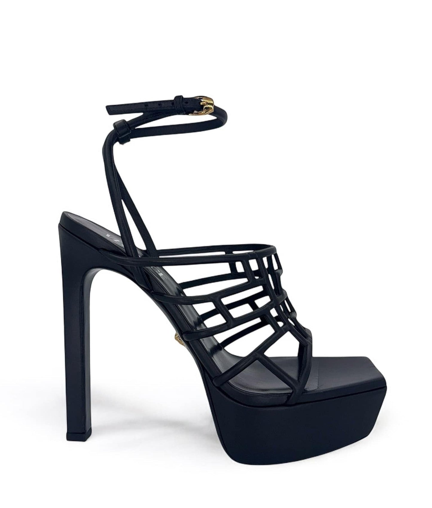 VERSACE Greca Maze Black Medusa Medallion Platform Sandals EU39.5