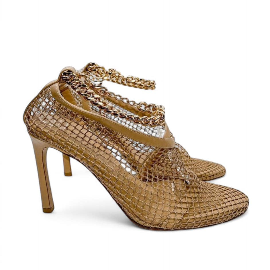 BOTTEGA VENETA Spring 2020 Runway Tan Mesh Sandals EU39