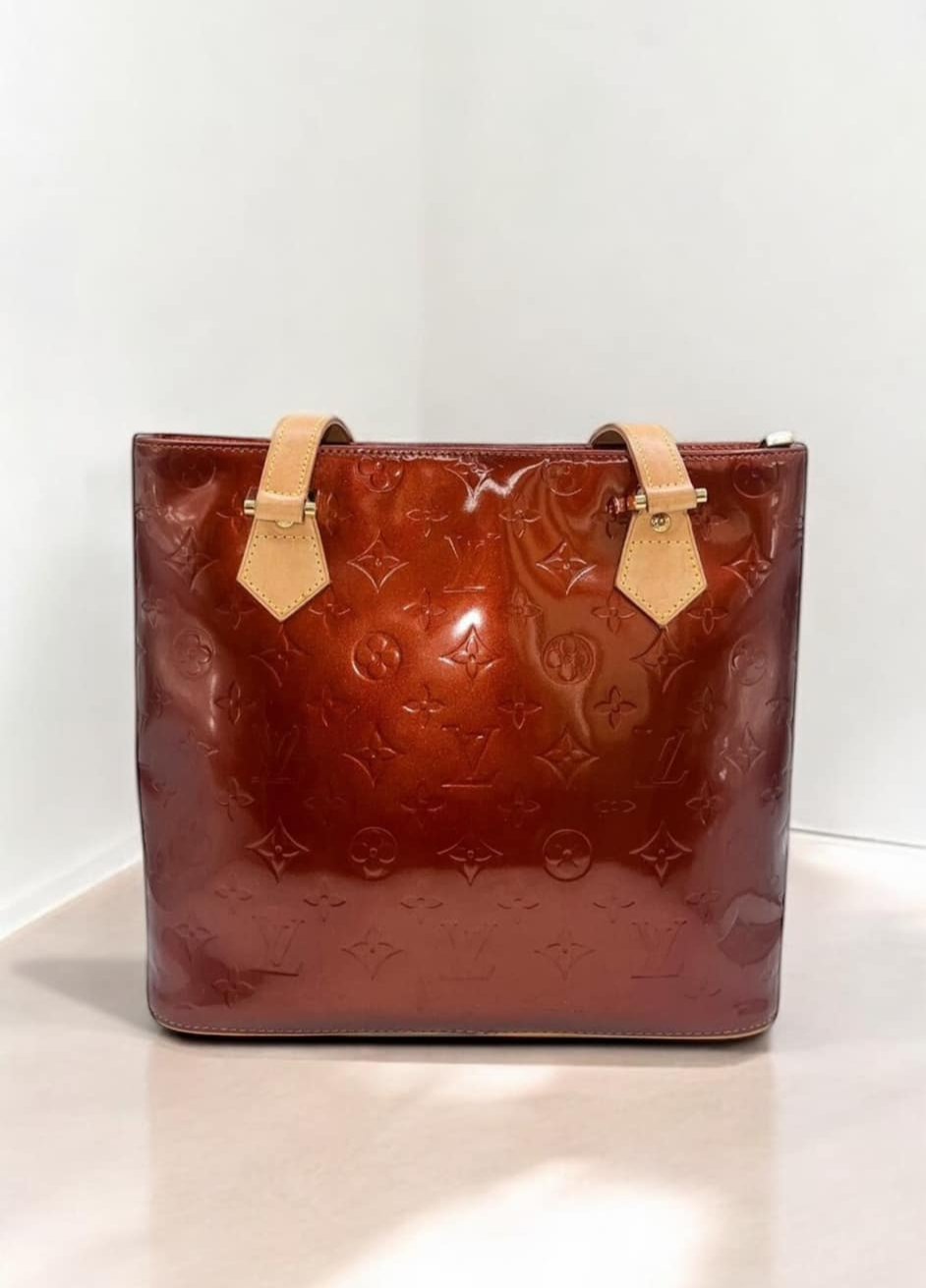 LOUIS VUITTON LV Monogram Brown Vernis Houston MM Patent Leather Shoulder Bag