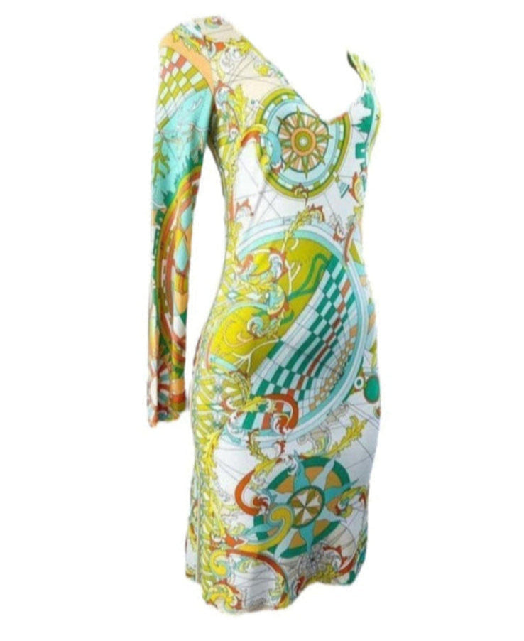 EMILIO PUCCI Nautical Print Long Sleeve Shift Dress IT38