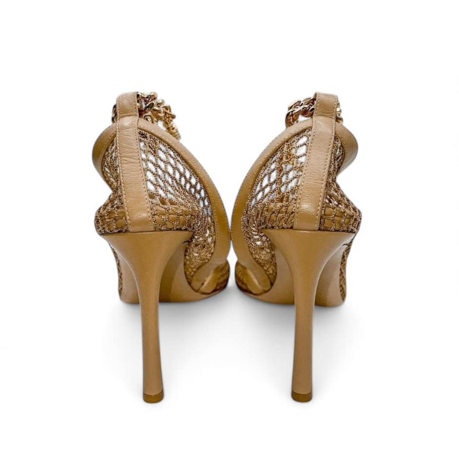 BOTTEGA VENETA Spring 2020 Runway Tan Mesh Sandals EU39