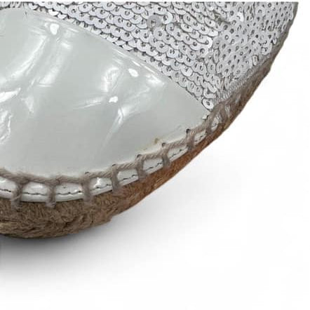 CHANEL White CC Logo Sequin Flat Espadrilles EU37