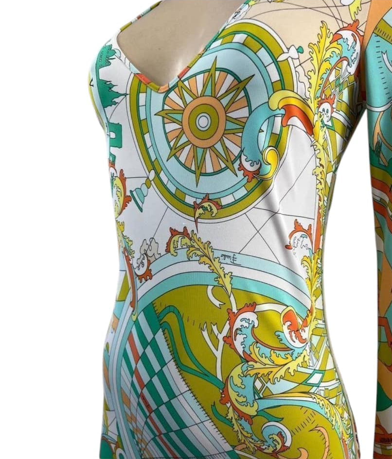 EMILIO PUCCI Nautical Print Long Sleeve Shift Dress IT38