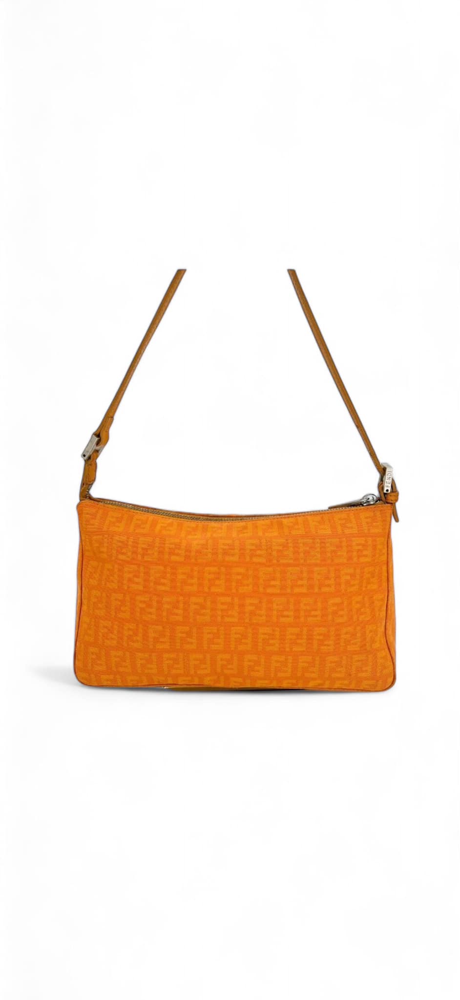 FENDI Vintage Orange FF Zucchino Canvas Pochette Shoulder Bag