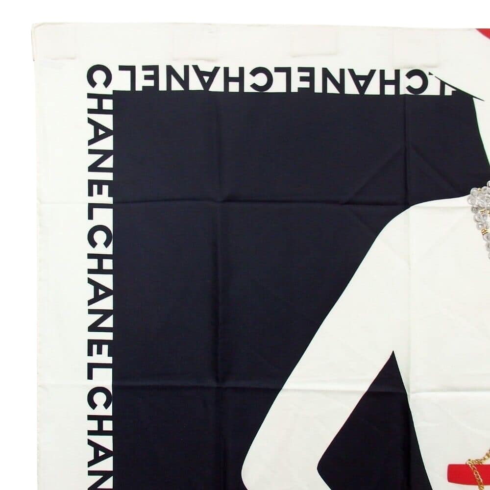 CHANEL Vintage Silk CoCo Mademoiselle Silhouette Scarf