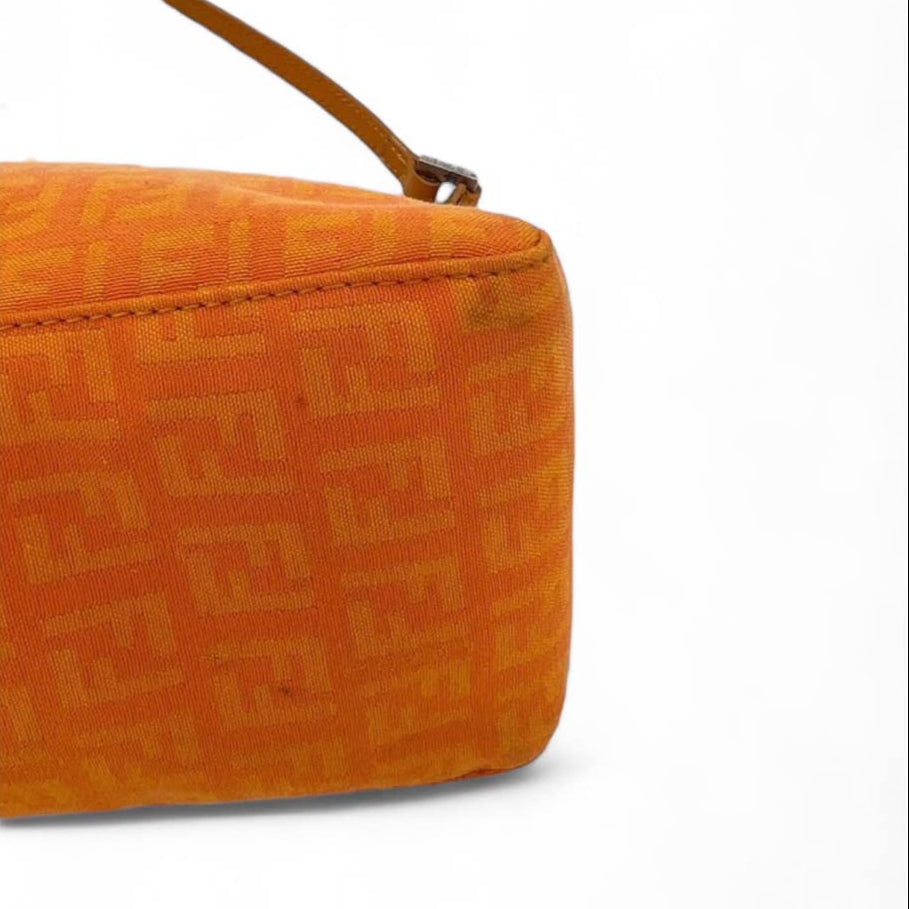 FENDI Vintage Orange FF Zucchino Canvas Pochette Shoulder Bag
