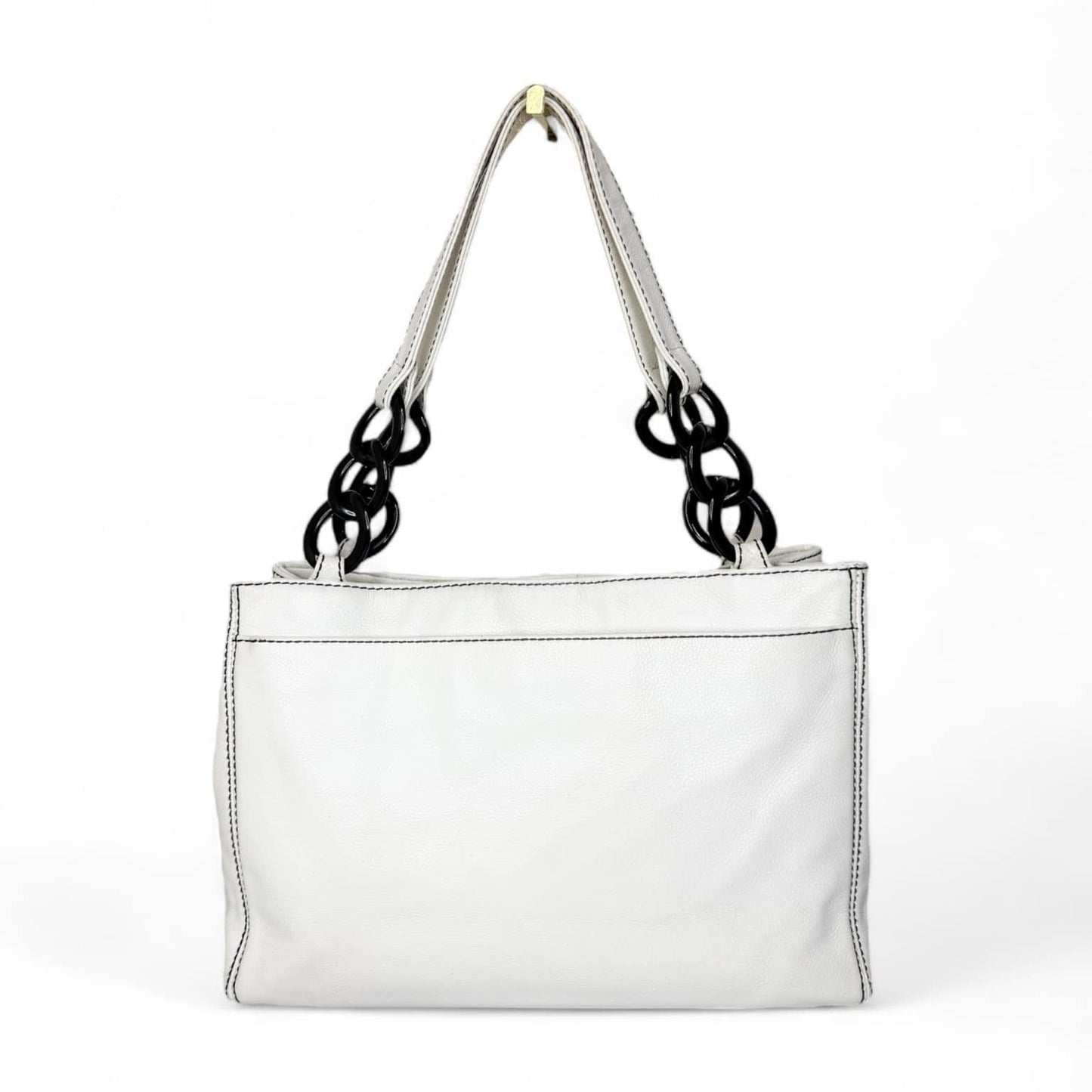 CHANEL Vintage CC Logo Black & White Caviar Bekko Chain Tote