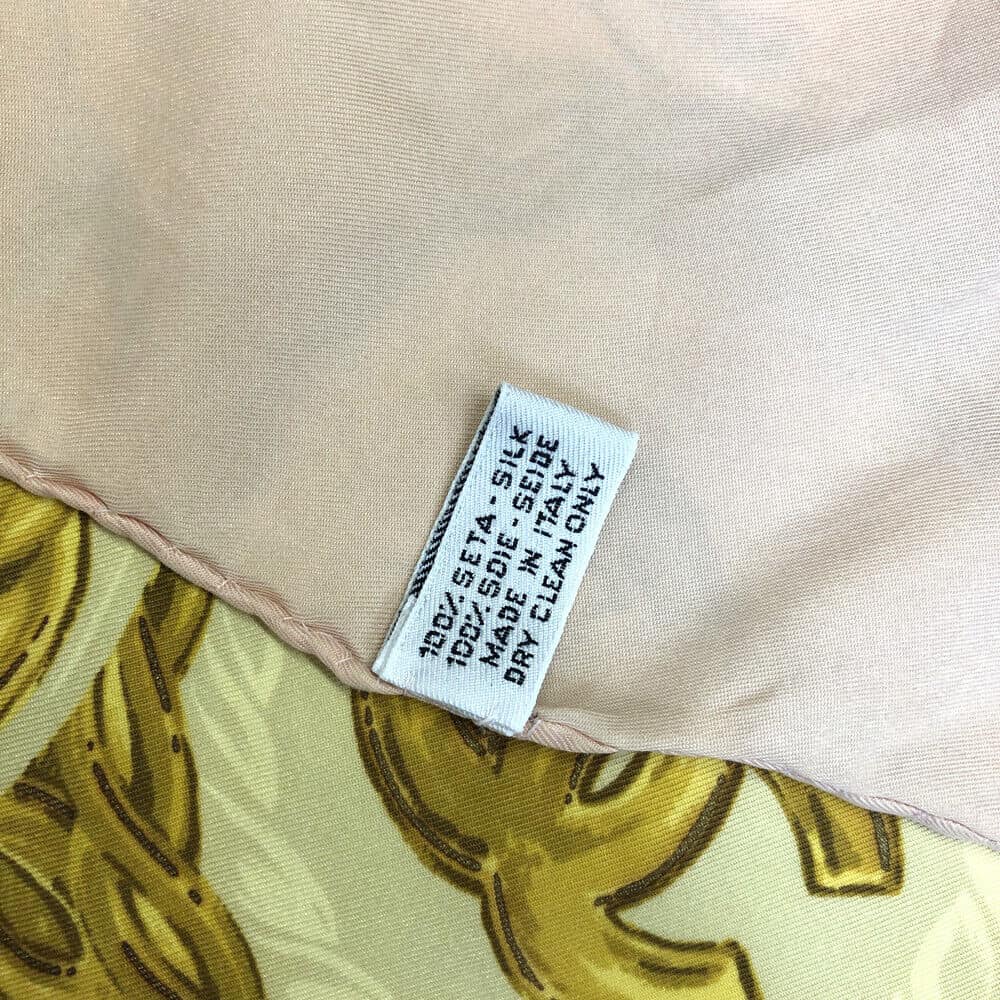 CHANEL CC Logo Pink 100% Silk Jewelry Print Scarf