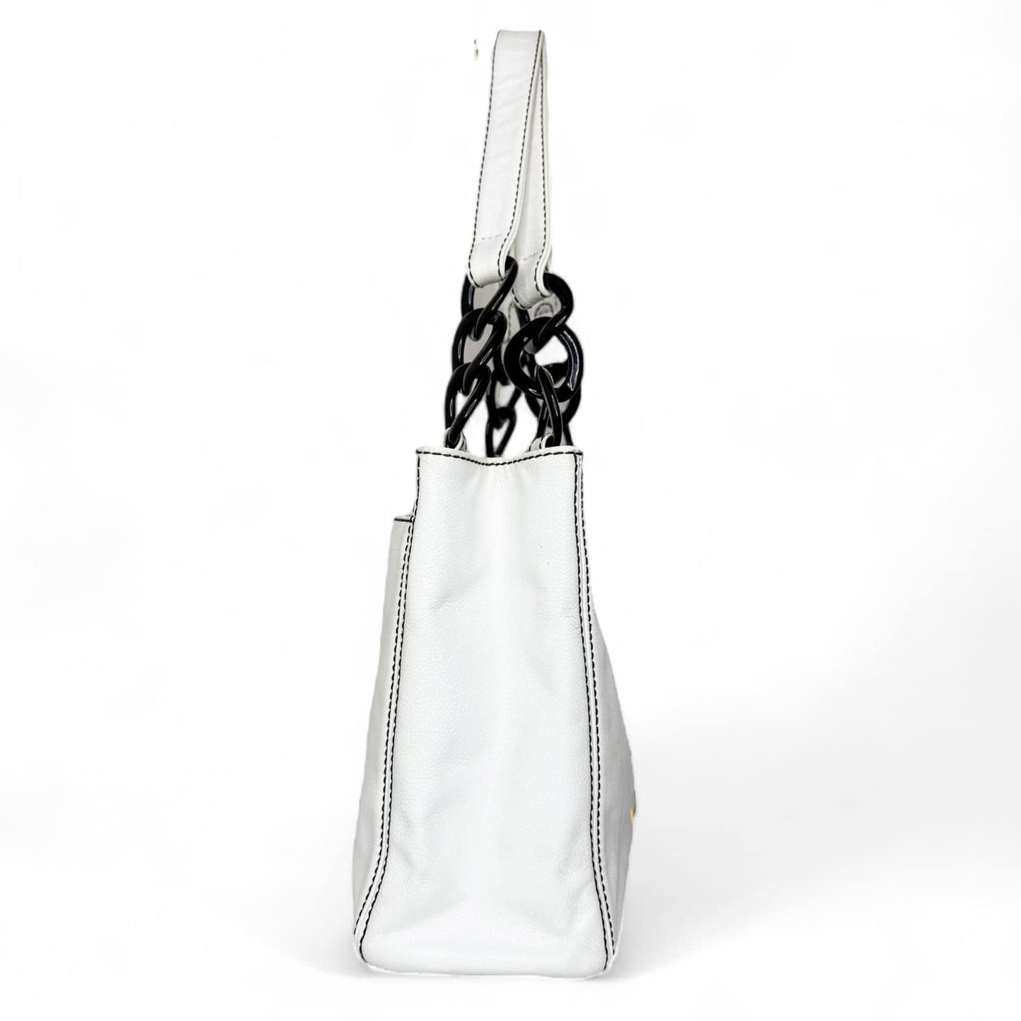 CHANEL Vintage CC Logo Black & White Caviar Bekko Chain Tote