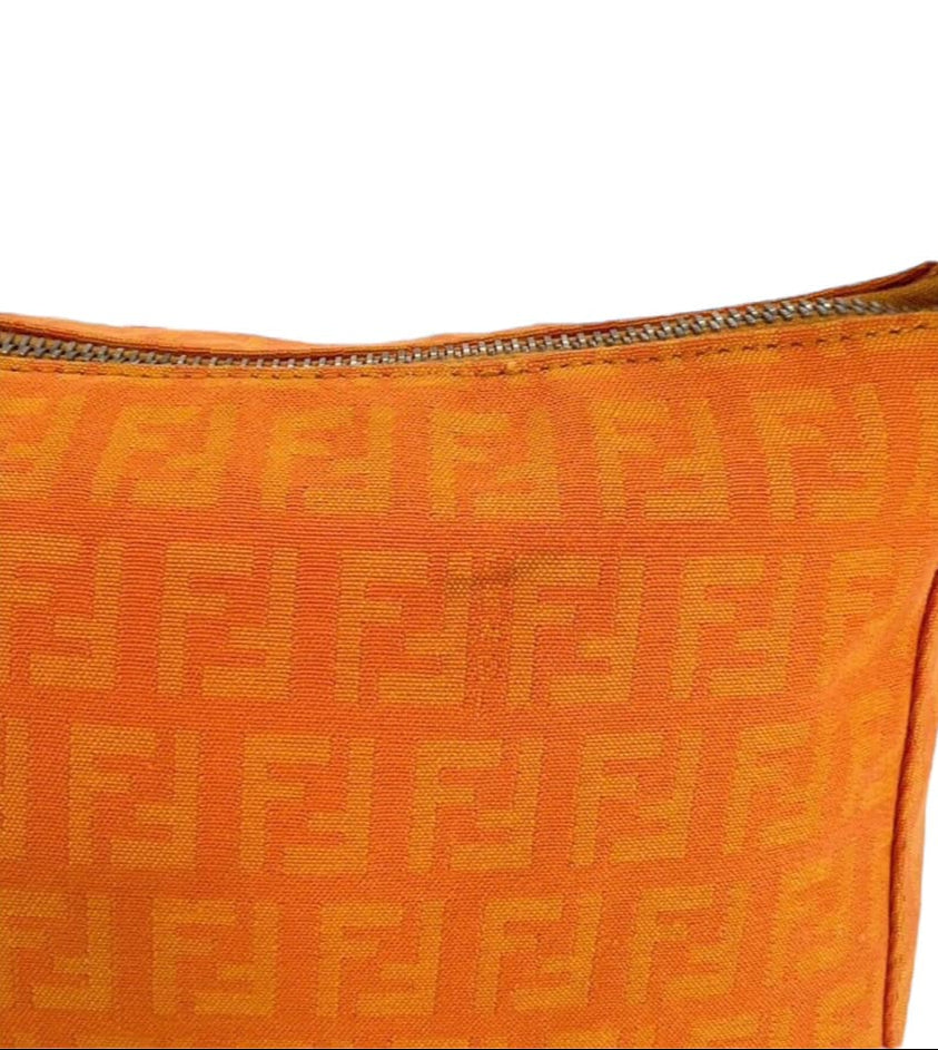 FENDI Vintage Orange FF Zucchino Canvas Pochette Shoulder Bag