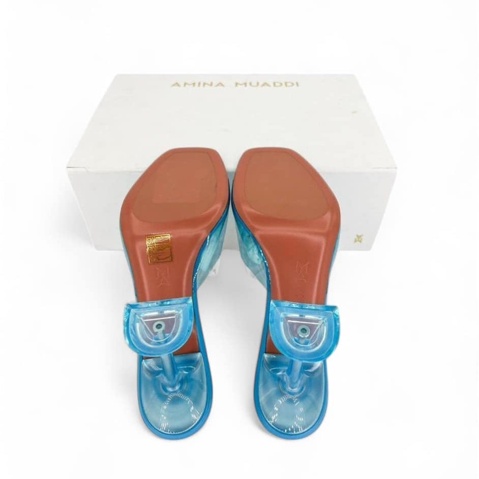 AMINA MUADDI Lupita Blue PVC Mules EU40.5