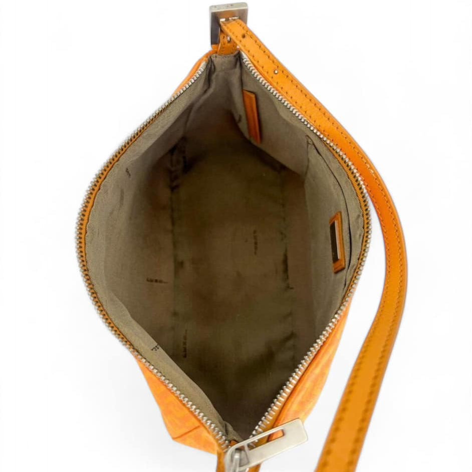 FENDI Vintage Orange FF Zucchino Canvas Pochette Shoulder Bag