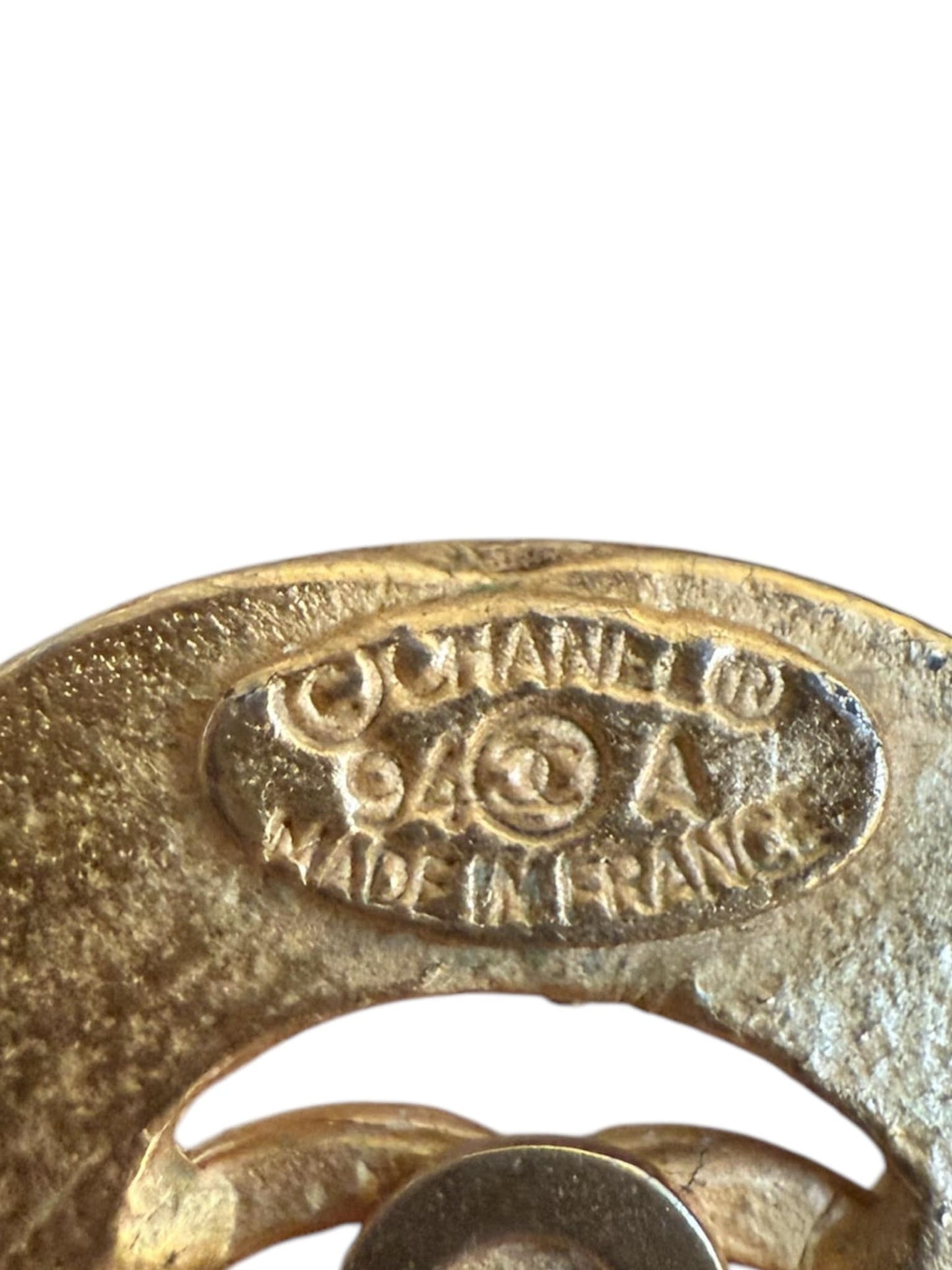 CHANEL Vintage CC Logo Gold Plated Circular Earrings