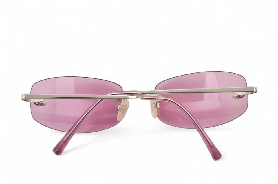 CHANEL Vintage 2000's CC Logo Purple Rimless Sunglasses