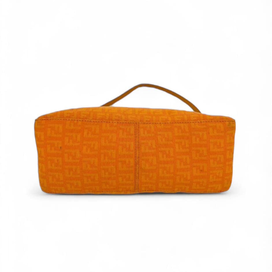 FENDI Vintage Orange FF Zucchino Canvas Pochette Shoulder Bag