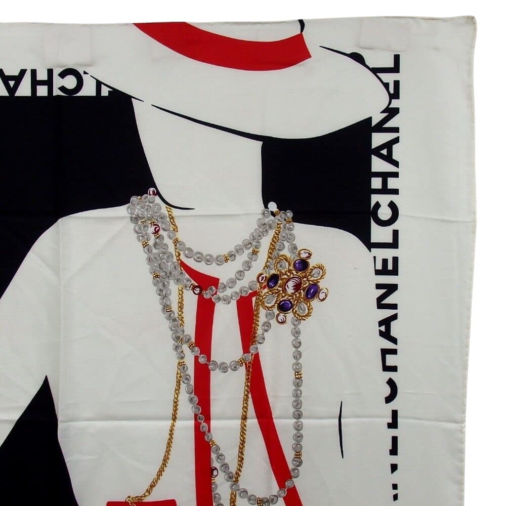 CHANEL Vintage Silk CoCo Mademoiselle Silhouette Scarf