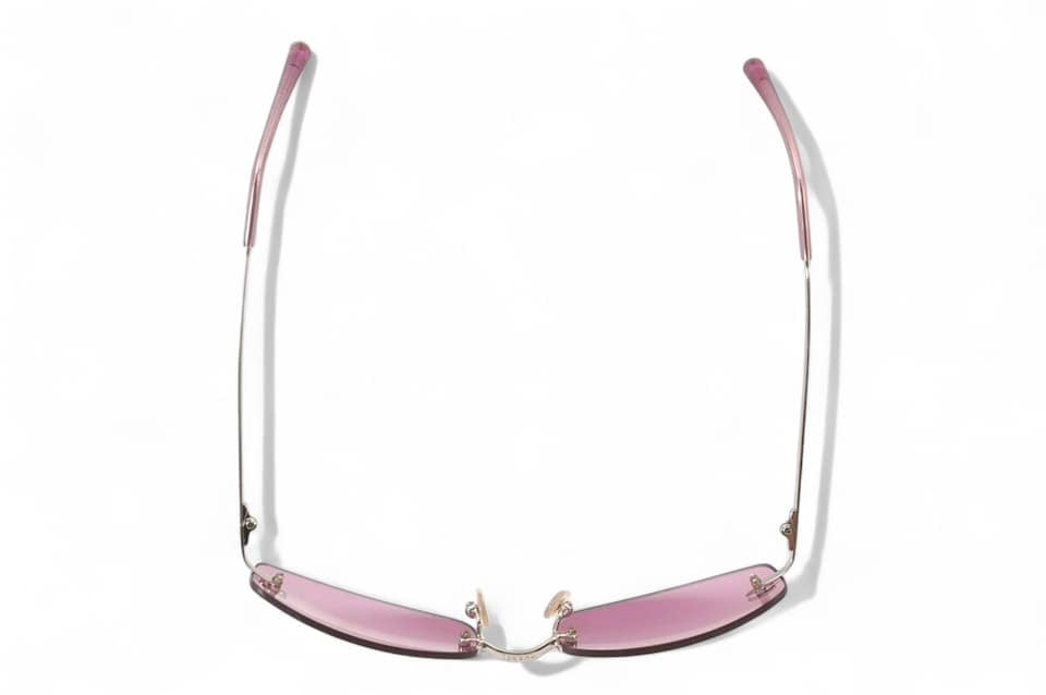 CHANEL Vintage 2000's CC Logo Purple Rimless Sunglasses