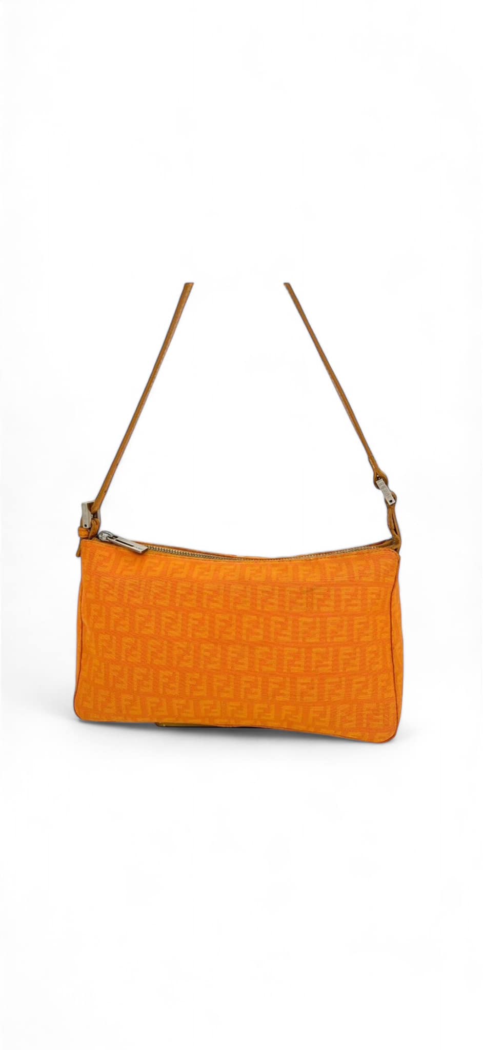FENDI Vintage Orange FF Zucchino Canvas Pochette Shoulder Bag