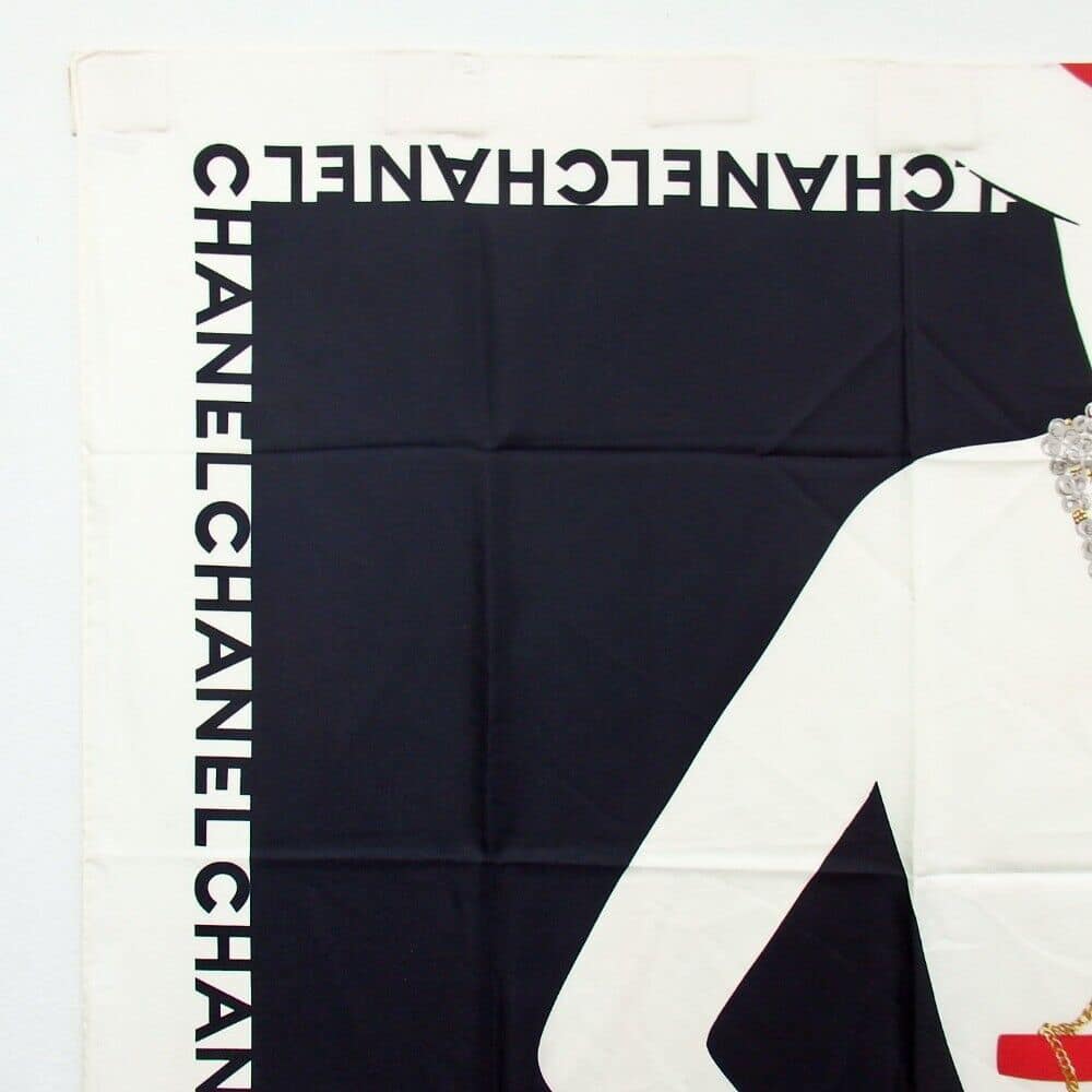CHANEL Vintage Silk CoCo Mademoiselle Silhouette Scarf