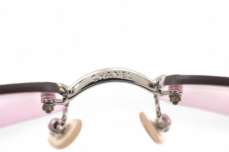 CHANEL Vintage 2000's CC Logo Purple Rimless Sunglasses