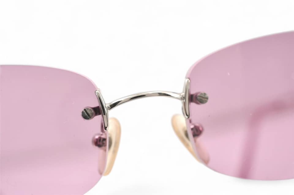 CHANEL Vintage 2000's CC Logo Purple Rimless Sunglasses