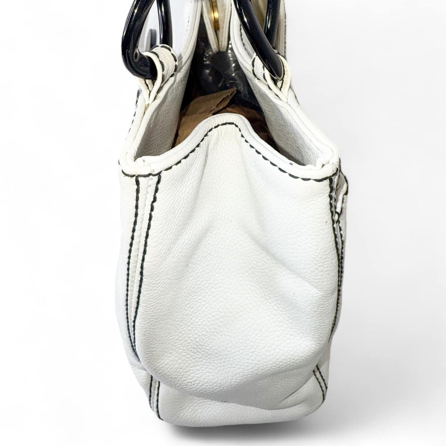 CHANEL Vintage CC Logo Black & White Caviar Bekko Chain Tote