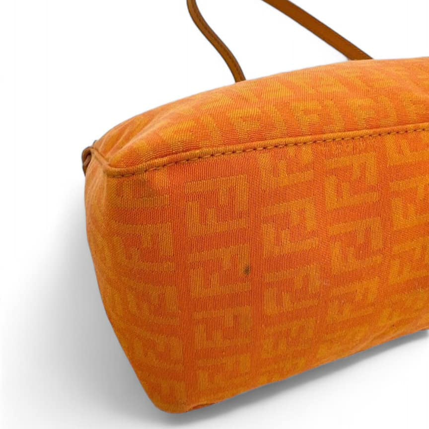 FENDI Vintage Orange FF Zucchino Canvas Pochette Shoulder Bag
